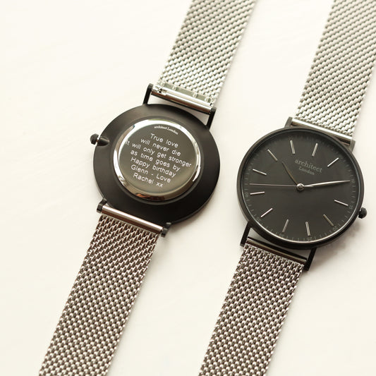 Personalised Men's Handcrafted Watch By Architect London | Modern Font Engraving | A Personal Gift