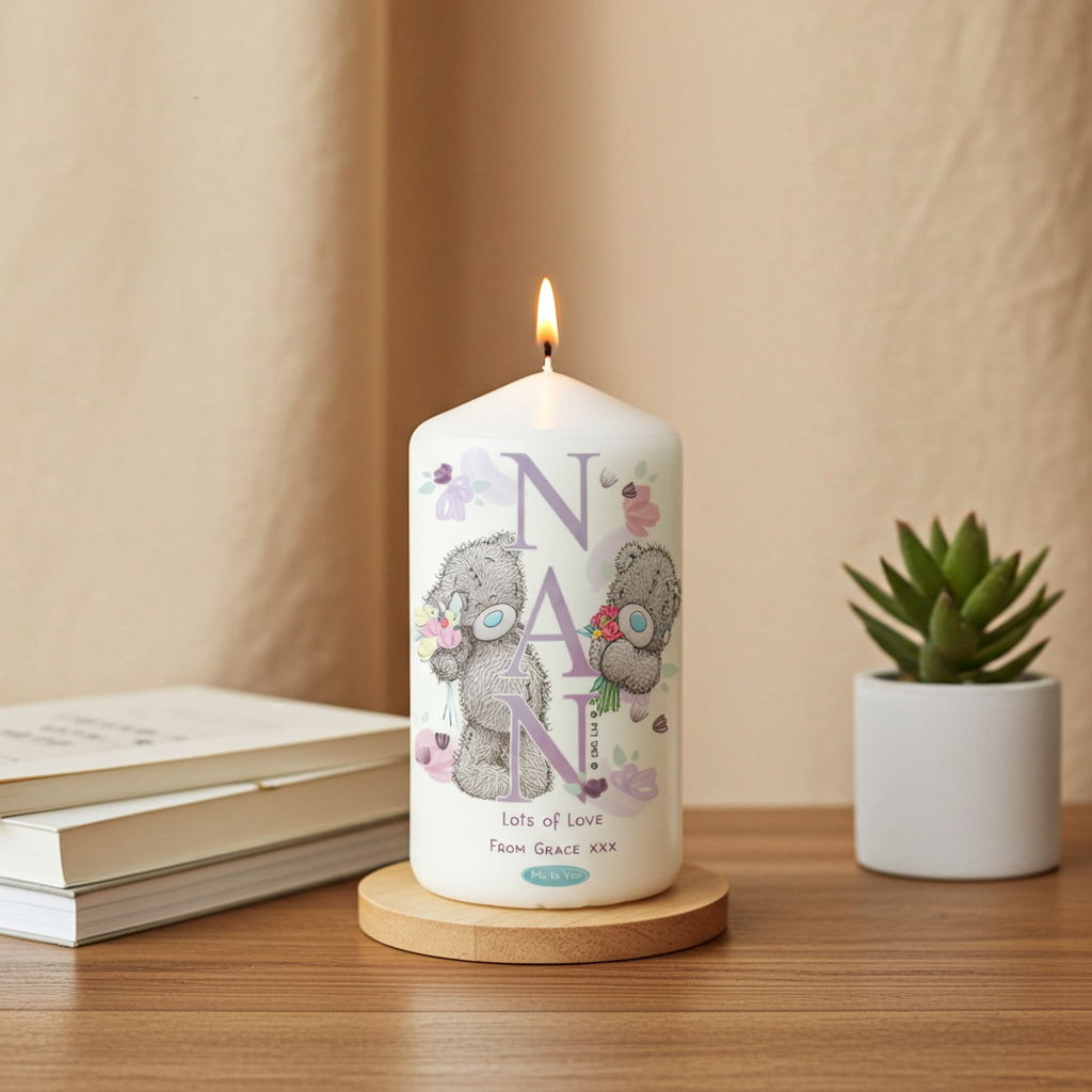 Me to You ‘NAN’ Personalised Pillar Candle |  A Heartfelt Gift For Nan - Artfully Curated Creations and identify whats in the image
