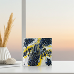 “Midnight Bloom” | Black, Gold & Pearl Resin Art with Lapis Lazuli Gemstones | Imperfectly Perfect Handmade Wooden Canvas