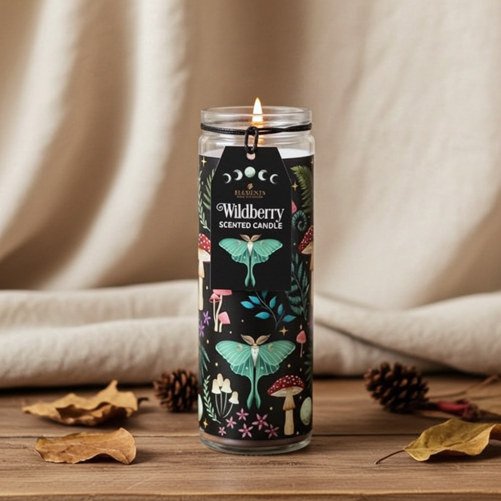 Dark Forest Wildberry Candle 70-Hour Tube Candle Mystical Long Burn Scented Candle for Meditation, Relaxation, & Atmosphere