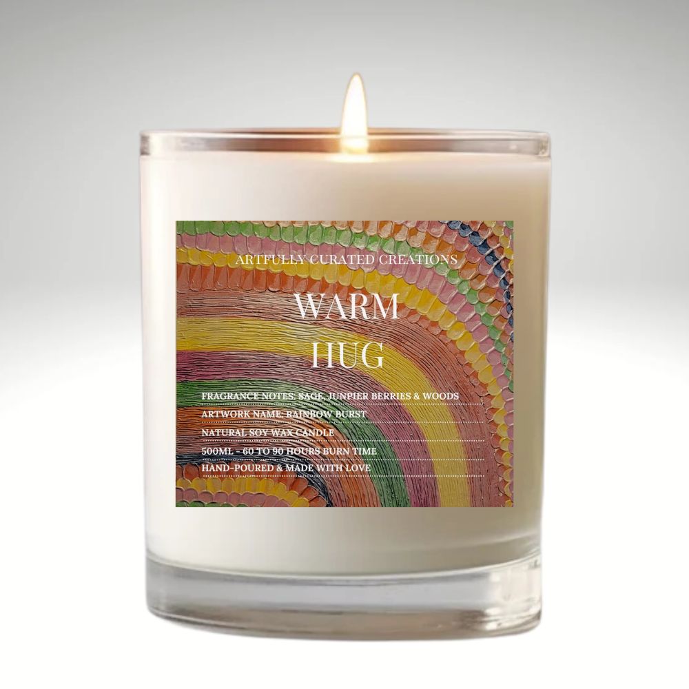 Art Candle Original Clay Artwork Scented Soy Wax in clear glass, Handmade Gift, Wedding Favour, Elegant Home Décor Candle, Luxury Party Bag