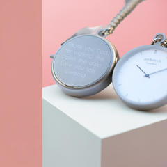Personalised Handcrafted Pocket Watch By Architect London | Modern Font Engraving | A Personal Gift