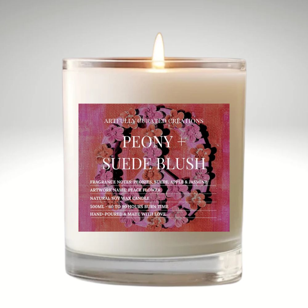 Art Candle Original Clay Artwork Scented Soy Wax in clear glass, Handmade Gift, Wedding Favour, Elegant Home Décor Candle, Luxury Party Bag