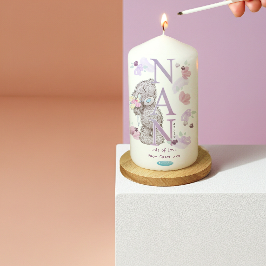 Me to You ‘NAN’ Personalised Pillar Candle |  A Heartfelt Gift For Nan - Artfully Curated Creations and identify whats in the image