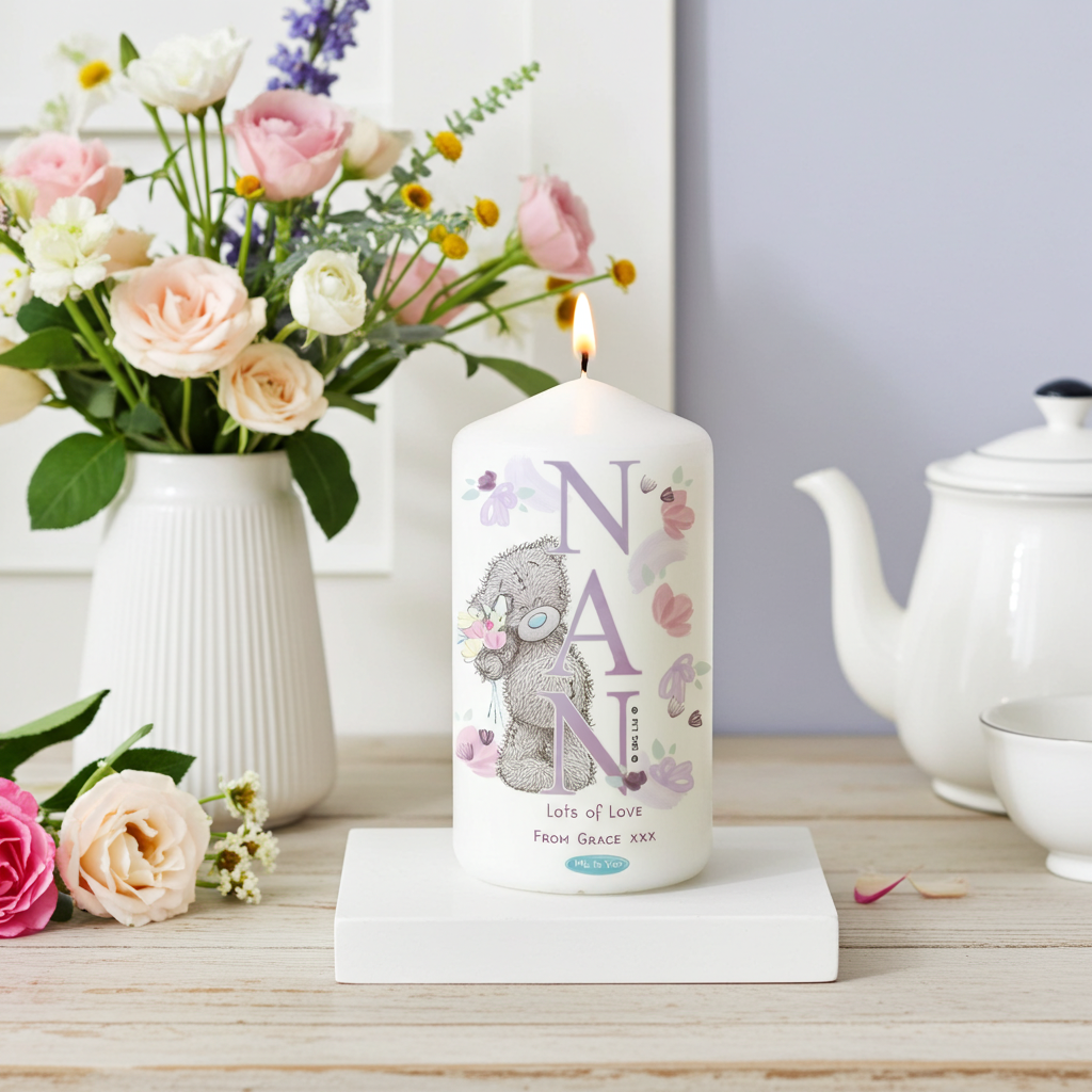 Me to You ‘NAN’ Personalised Pillar Candle |  A Heartfelt Gift For Nan - Artfully Curated Creations and identify whats in the image