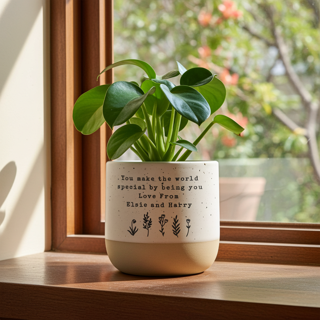 Personalised Floral Flecked Ceramic Plant Pot | A Beautiful Gift for Any Occasion
