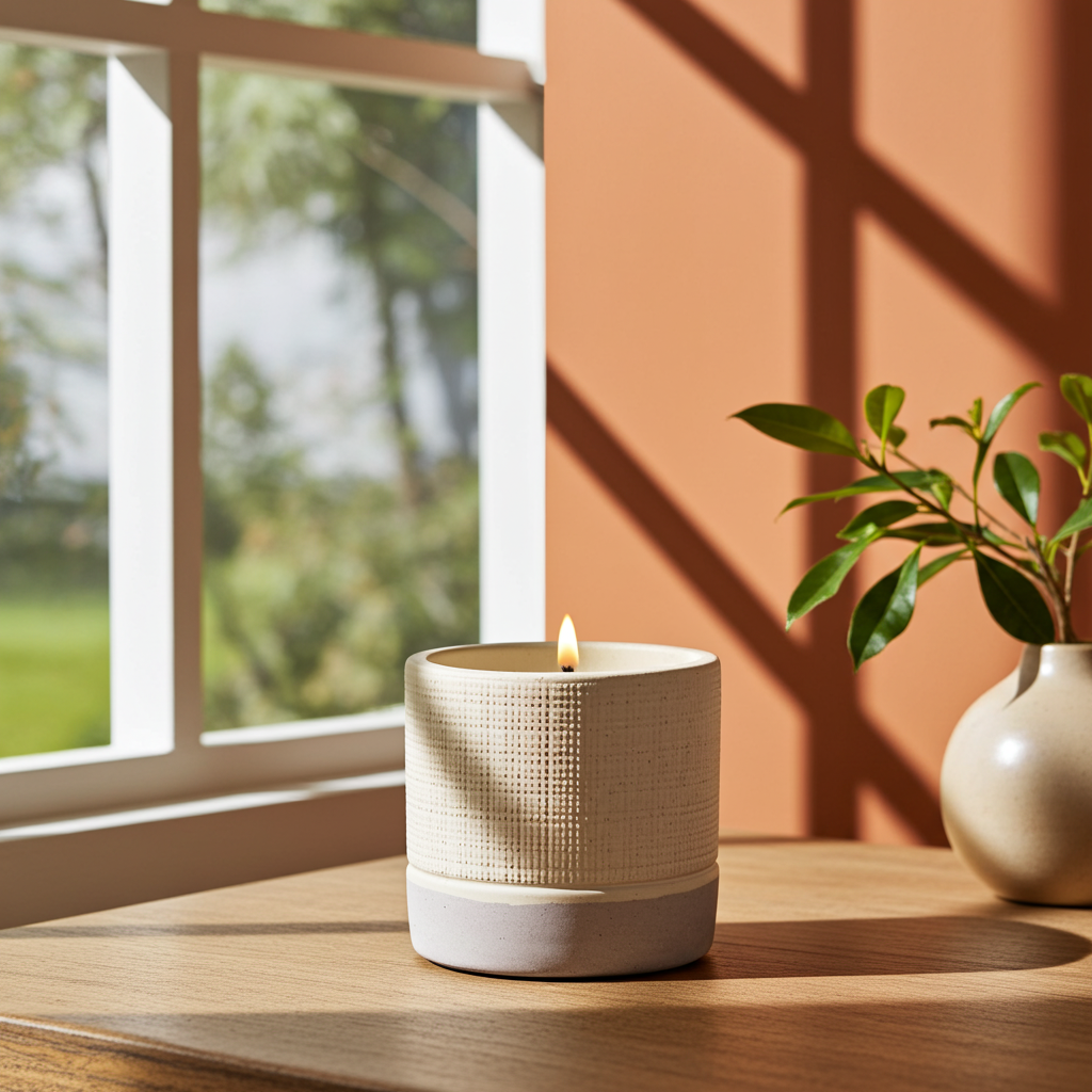 Cream Concrete Wooden Wick Candle - Coffee In The Club