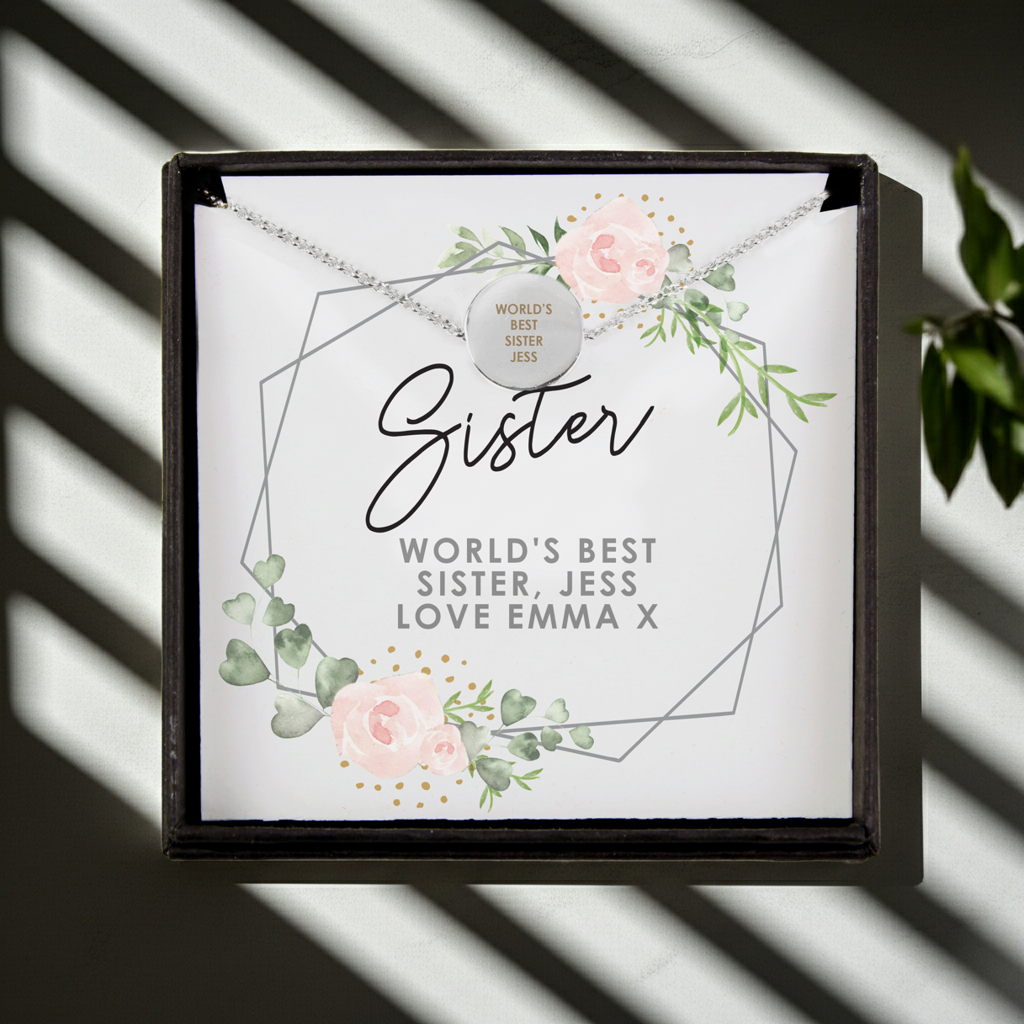 Personalised Abstract Silver Tone Necklace | Engraved Pendant & Sentiment Card Gift Box - Artfully Curated Creations and identify whats in the image
