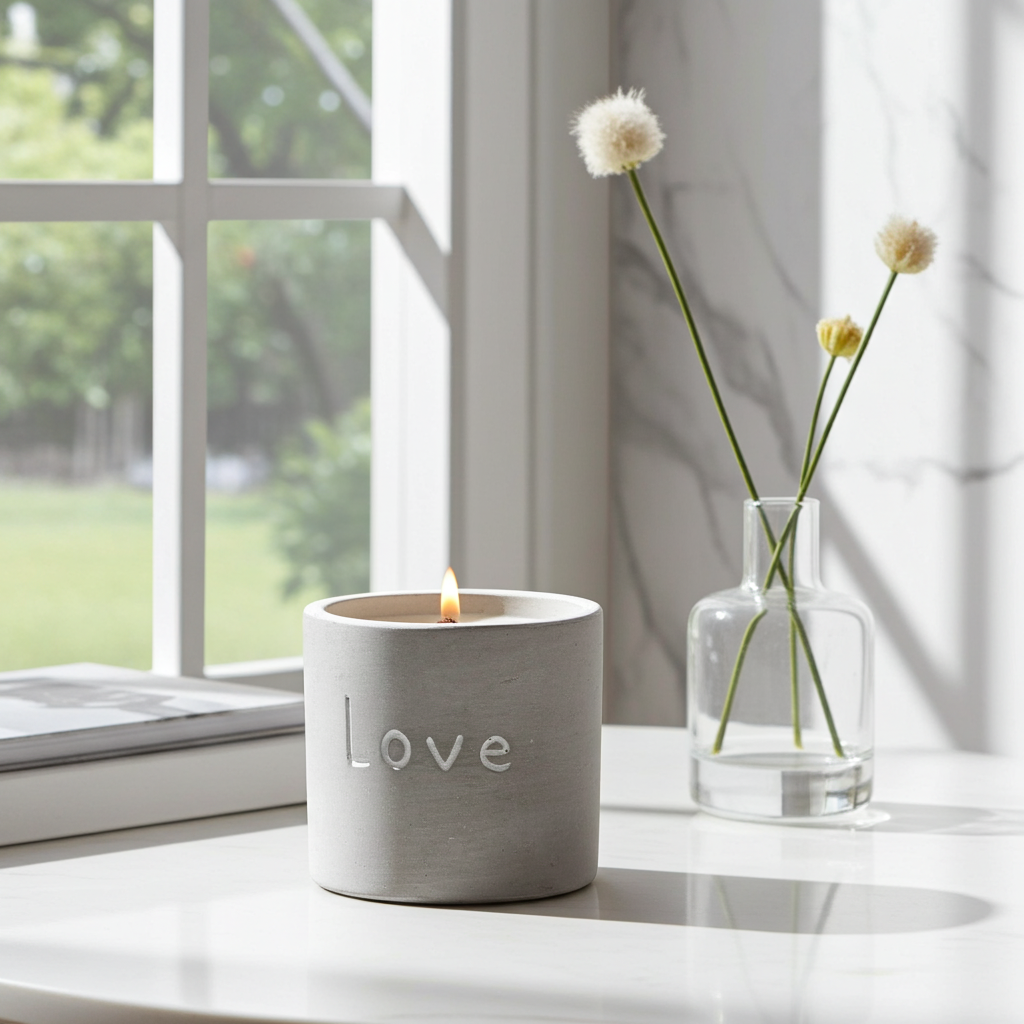 Concrete Wooden Wick Candle - Fig & Cassis