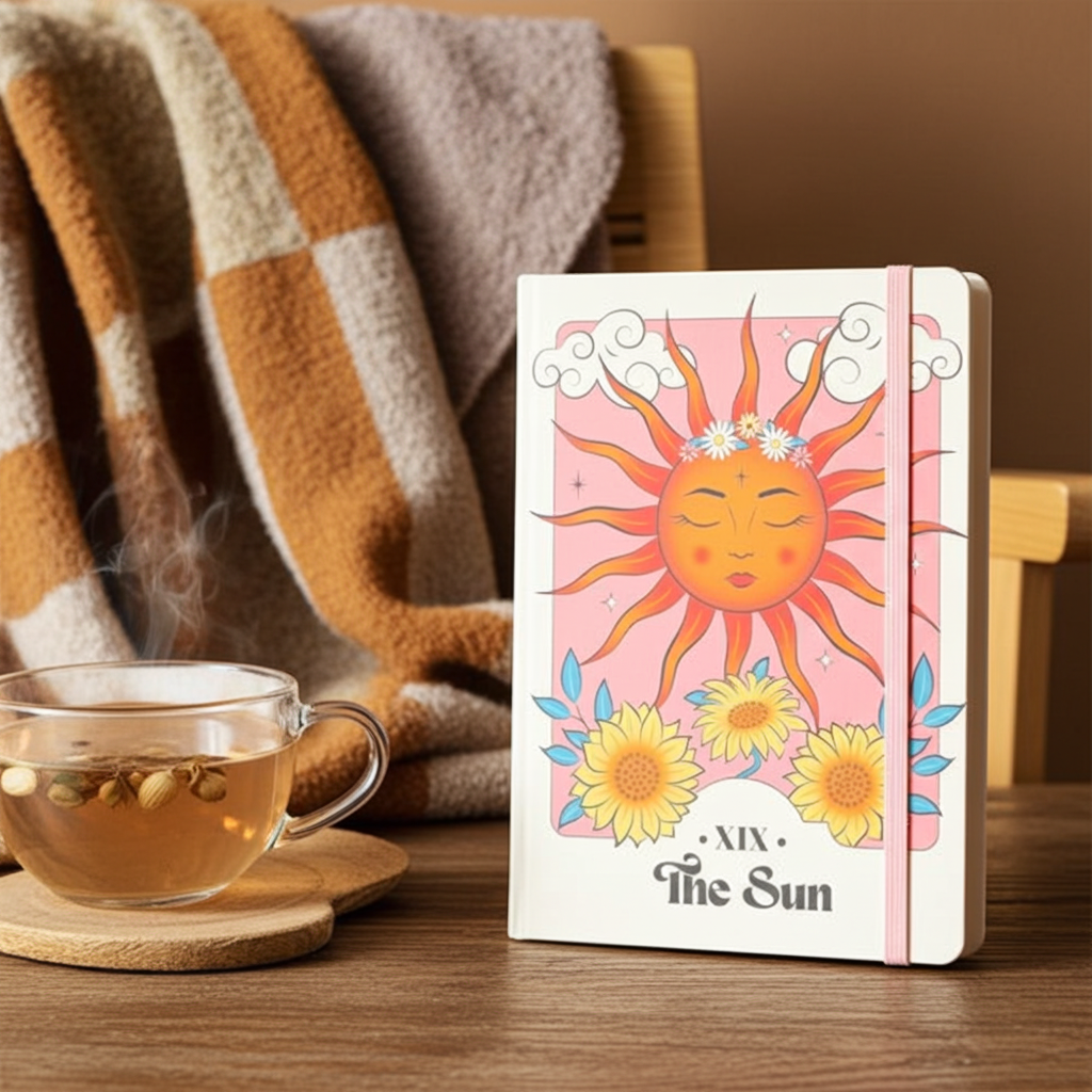 The Sun Celestial A5 Notebook - Artfully Curated Creations and identify whats in the image
