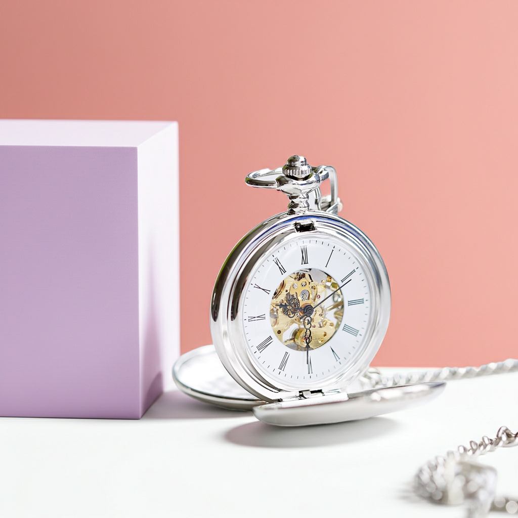 Personalised Handcrafted Dual Opening Pocket Watch | Modern Font Engraving | A Personal Gift