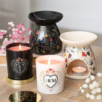 French Tulip Scented Candle for Mum | Cream Glass Jar with Folk Heart Design | 28hr Burn | Mother’s Day Gift
