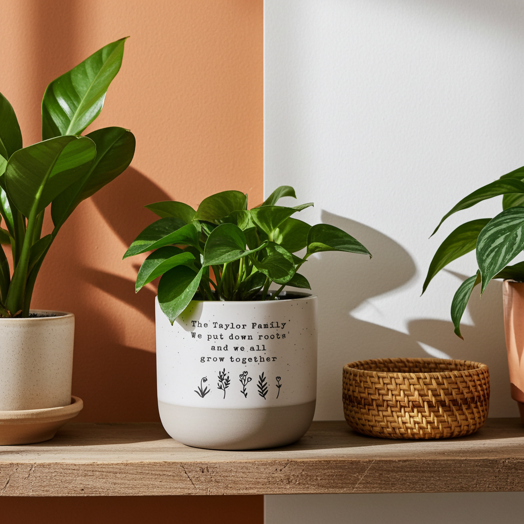 Personalised Floral Flecked Ceramic Plant Pot | A Beautiful Gift for Any Occasion