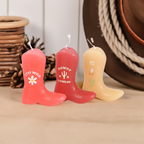 Howdy Cowboy Set of 3 Cowboy Boot Candles Pink Western Decor Unscented Paraffin Wax Novelty Candles with Fun Sayings, Drip-Style