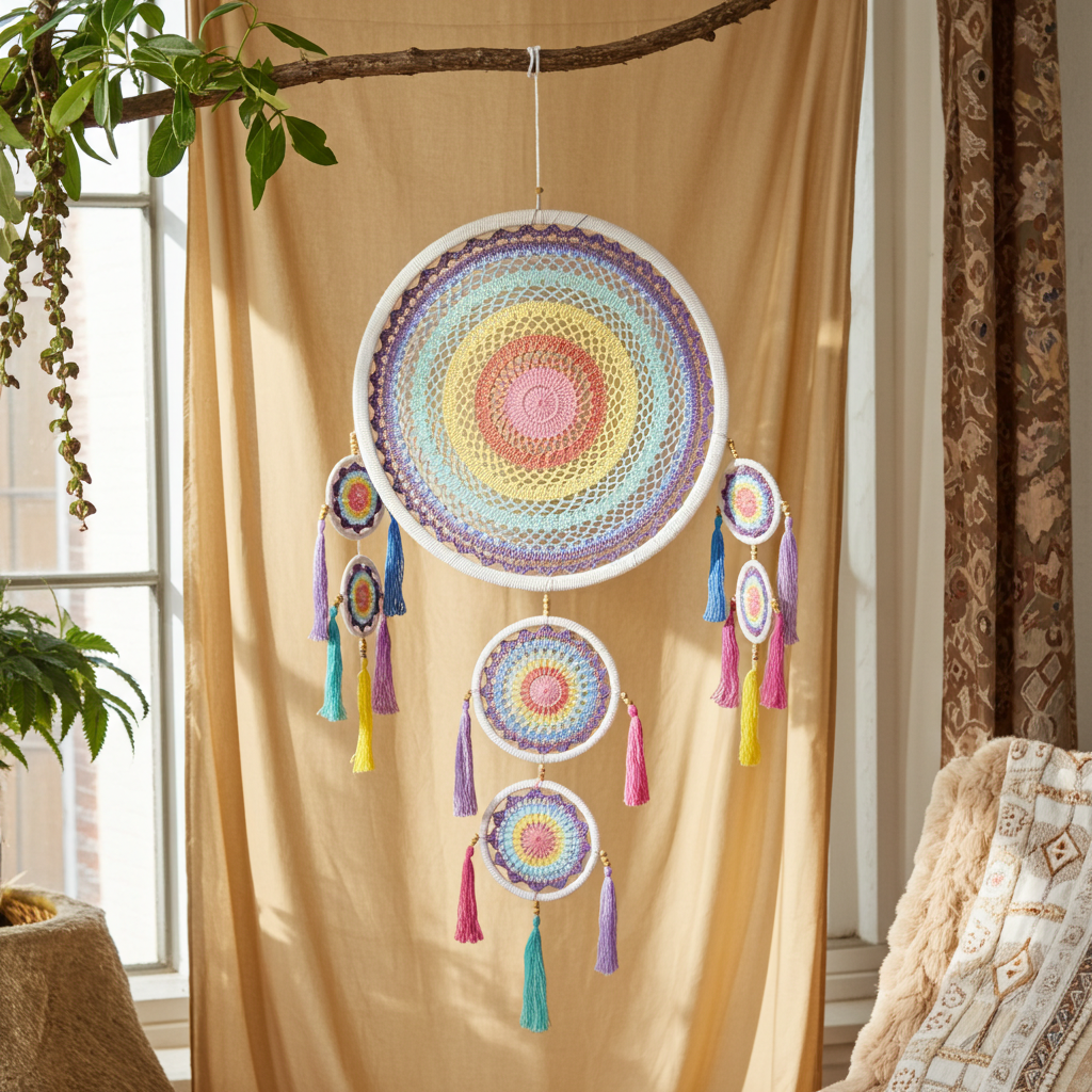 Large Pastel Rainbow Dream Catcher (55cm)