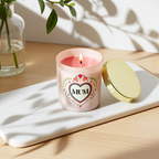 French Tulip Scented Candle for Mum | Cream Glass Jar with Folk Heart Design | 28hr Burn | Mother’s Day Gift