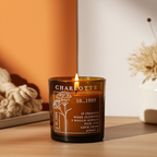 Personalised Birth Flower Candle in Amber Glass Jar | Handmade | A personal gift