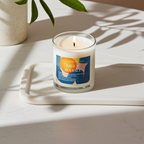 Art Candle Original Clay Artwork Scented Soy Wax in clear glass, Handmade Gift, Wedding Favour, Elegant Home Décor Candle, Luxury Party Bag