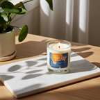 Art Candle Original Clay Artwork Scented Soy Wax in clear glass, Handmade Gift, Wedding Favour, Elegant Home Décor Candle, Luxury Party Bag