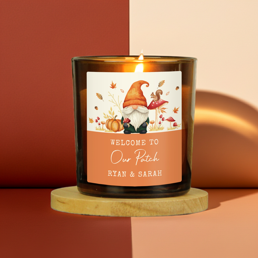 Personalised Amber Glass Vanilla Candle Jar | Custom Autumn & Halloween Gift - Artfully Curated Creations and identify whats in the image