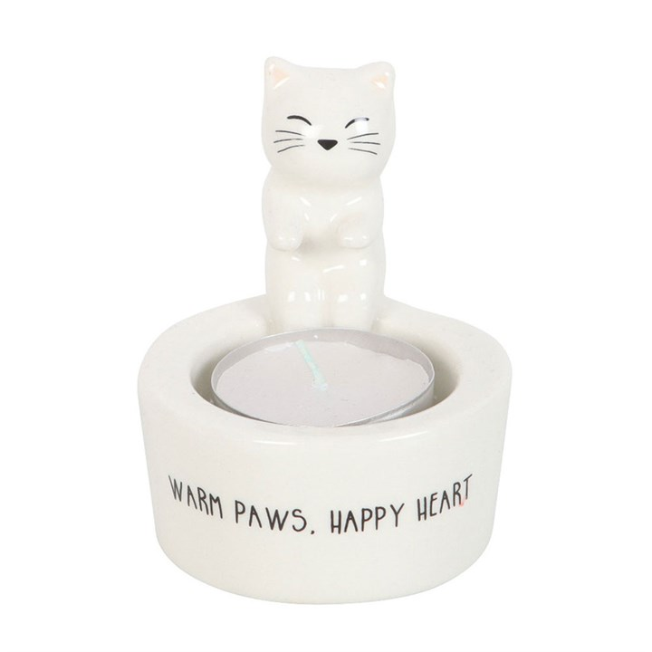 Warm Paws, Happy Heart Cat Tealight Holder