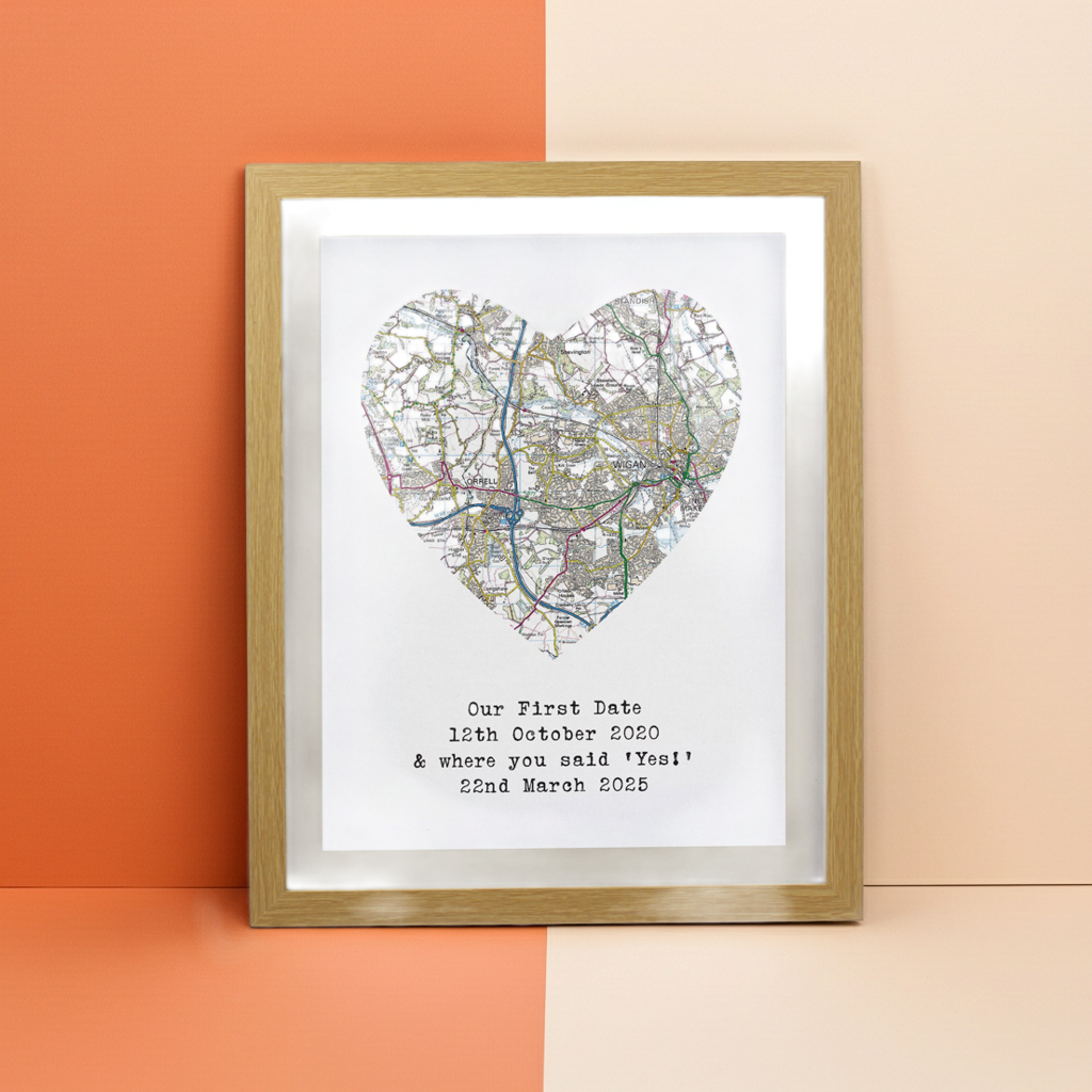 Personalised Present Day Map Framed Print | A Meaningful Gift for Any Occasion