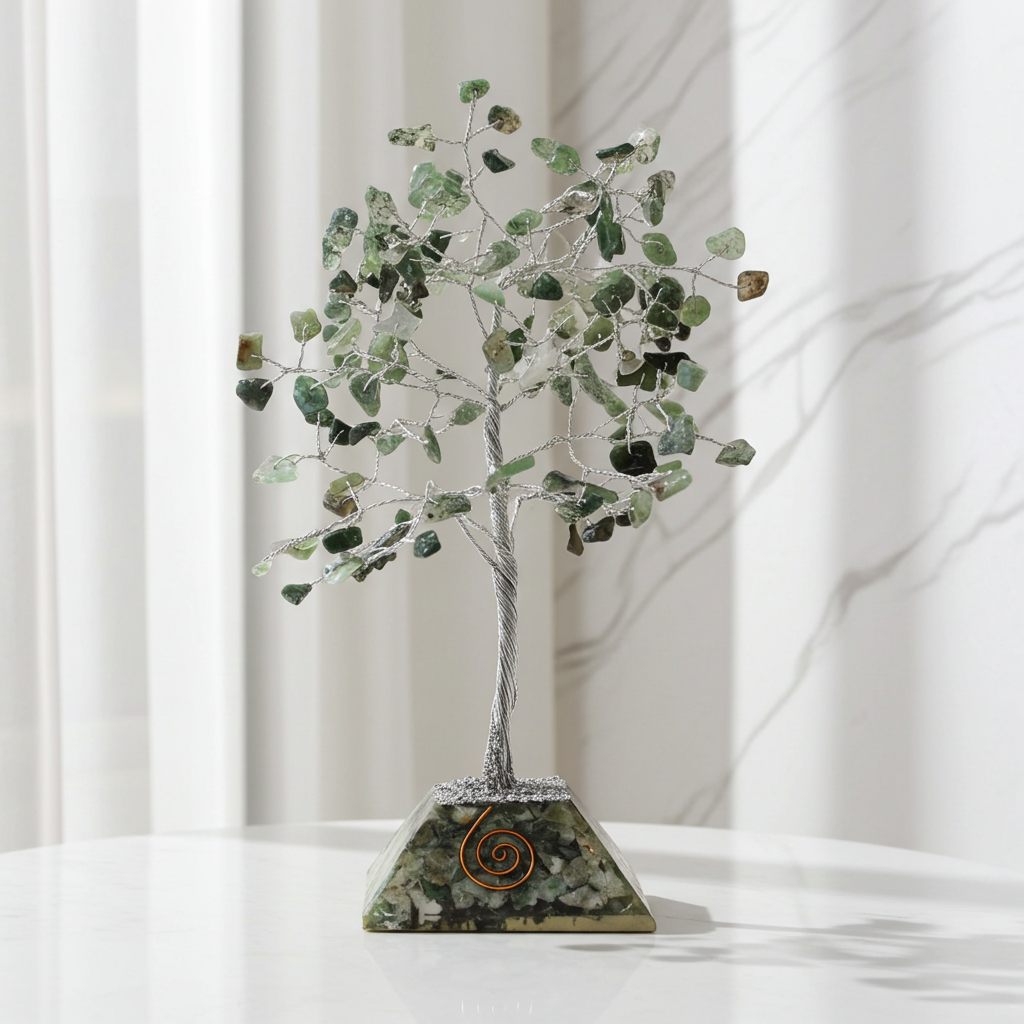 Moss Agate Gemstone Tree With Organite Base