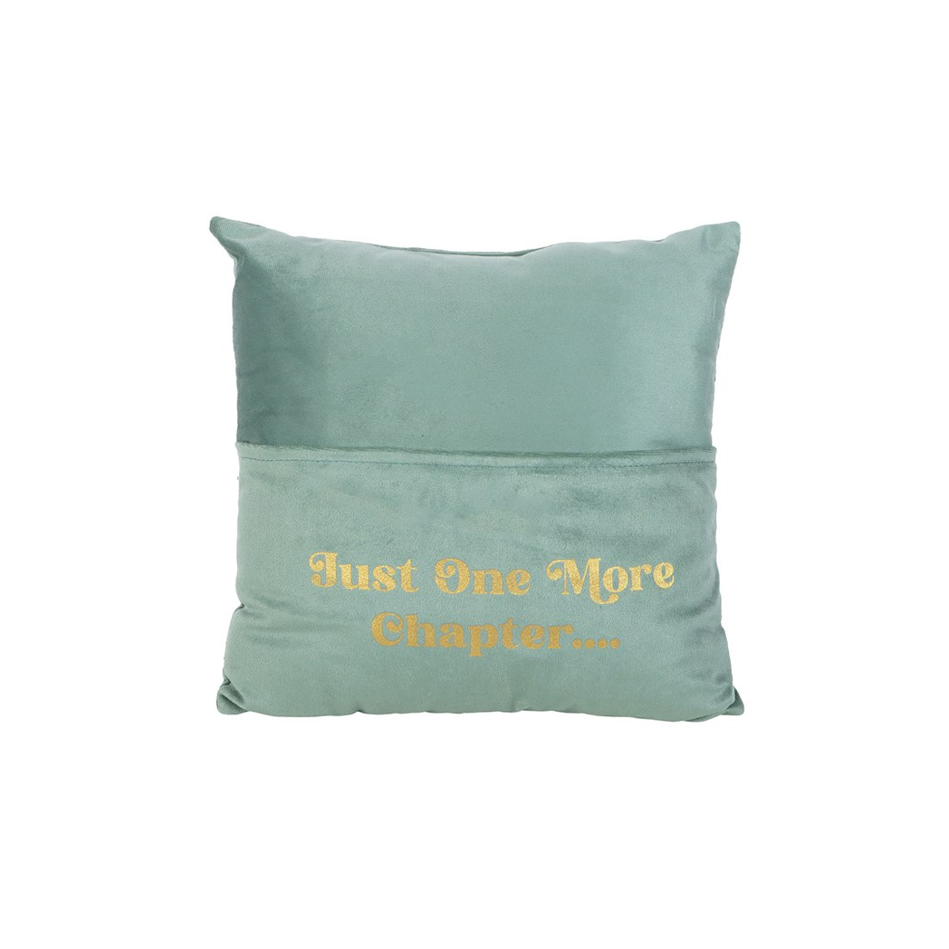 Pale Green Just One More Chapter Reading Cushion with Book Pocket Gift for Book Lovers