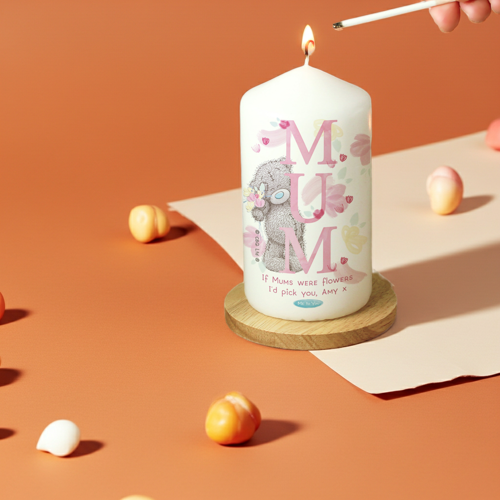 Me to You ‘MUM’ Personalised Pillar Candle | A Heartfelt Gift For Mum - Artfully Curated Creations and identify whats in the image