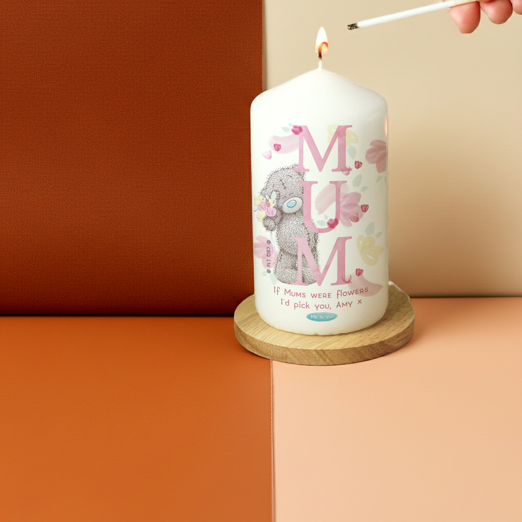 Me to You ‘MUM’ Personalised Pillar Candle | A Heartfelt Gift For Mum - Artfully Curated Creations and identify whats in the image