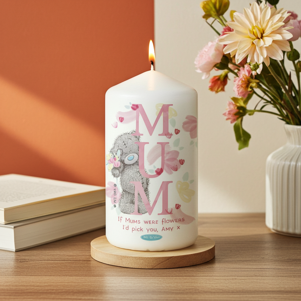 Me to You ‘MUM’ Personalised Pillar Candle | A Heartfelt Gift For Mum - Artfully Curated Creations and identify whats in the image