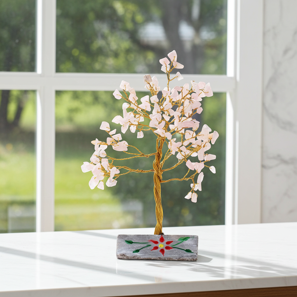 Rose Quartz Indian Gemstone Tree