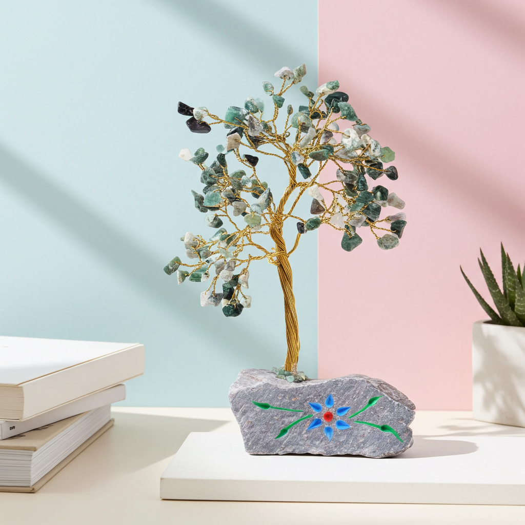 Moss Agate Indian Gemstone Tree