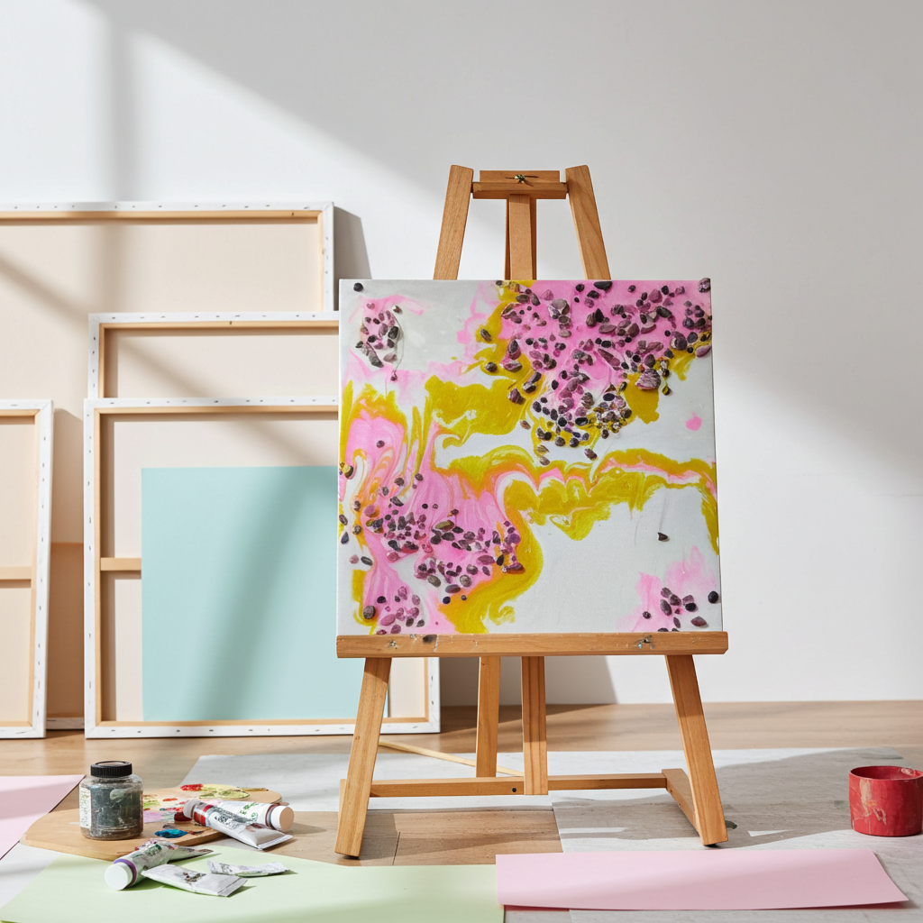 “Blush & Bloom” | Pink Gold & Pearl Resin Art with Rhodonite Gemstones | Imperfectly Perfect Handmade Wooden Canvas - Artfully Curated Creations and identify whats in the image