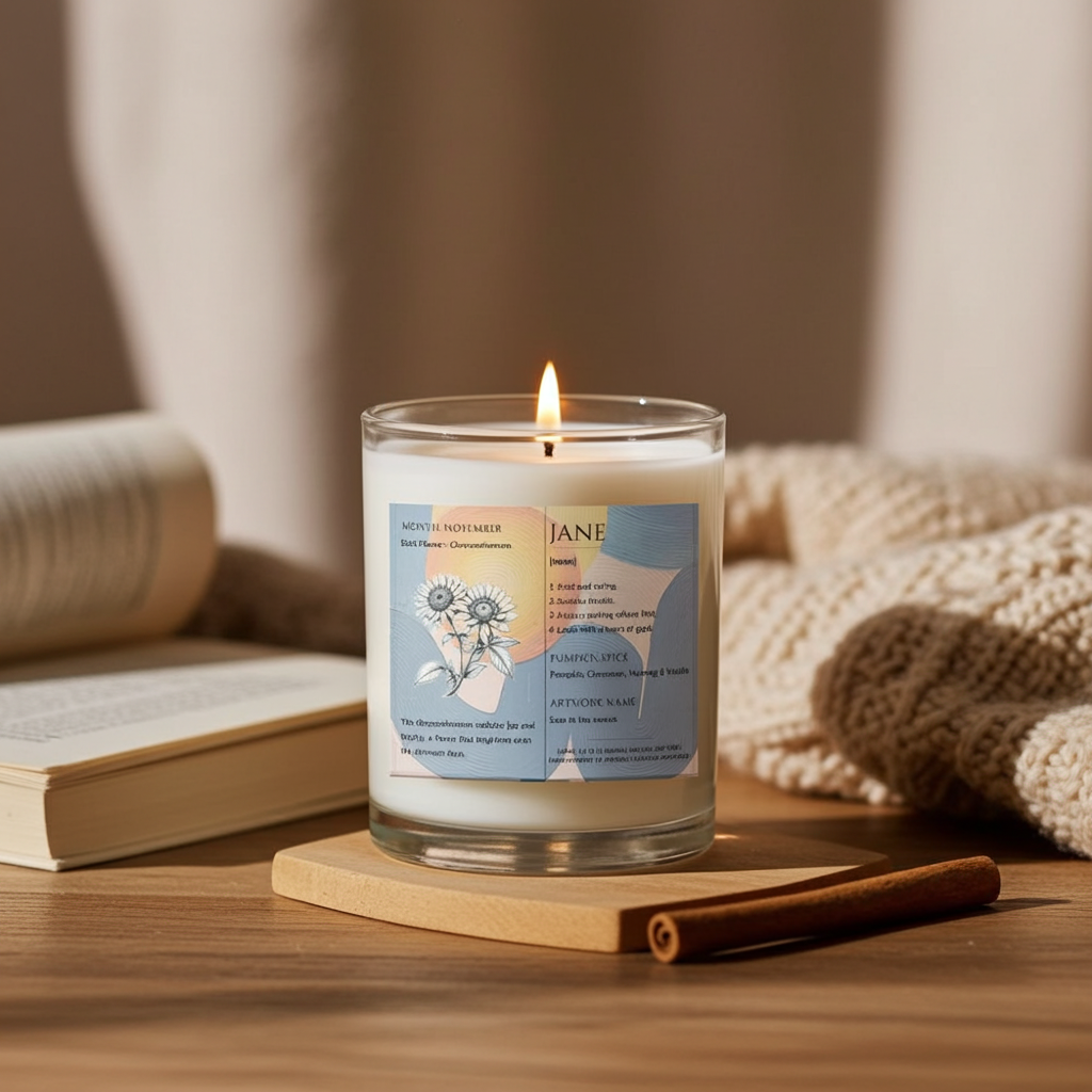 The Definition of you birth flower customisable scented artwork candle transparent Jar | Handmade | A personal gift - Artfully Curated Creations and identify whats in the image