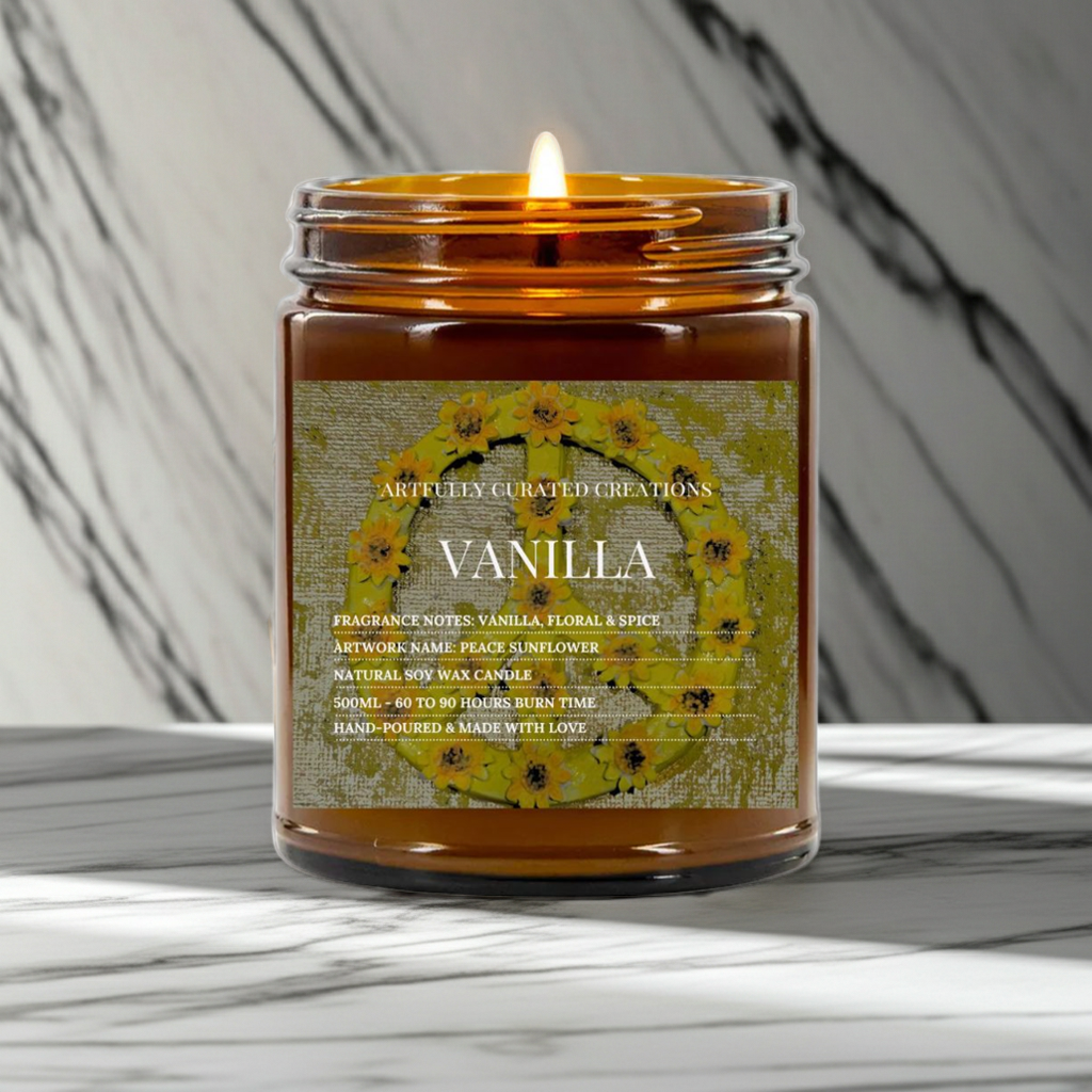 Art Candle Original Clay Artwork Scented Soy Wax in Amber Jar, Handmade Gift, Wedding Favor, Unique Home Décor Candle, Luxury Party Bag Gift