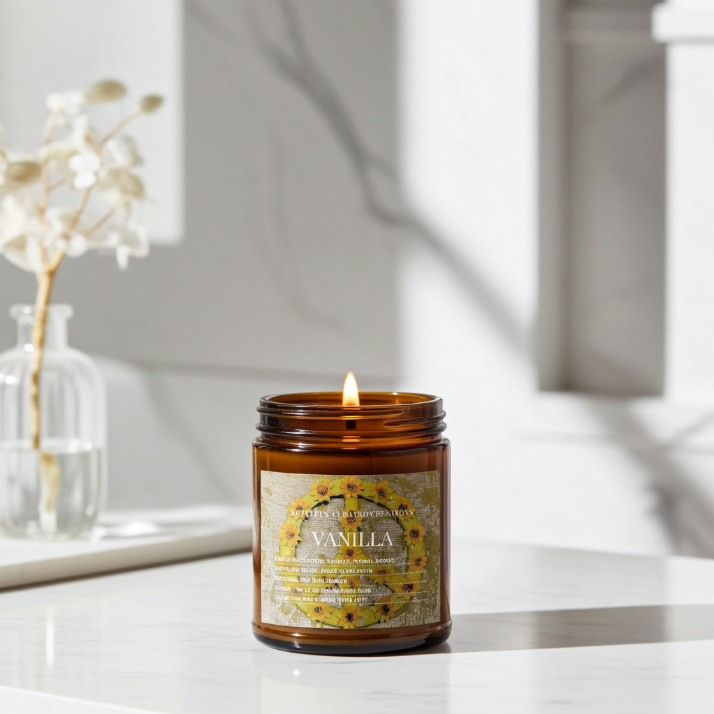 Art Candle Original Clay Artwork Scented Soy Wax in Amber Jar, Handmade Gift, Wedding Favor, Unique Home Décor Candle, Luxury Party Bag Gift