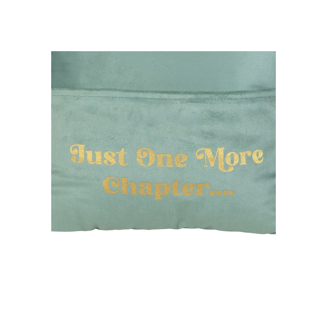 Pale Green Just One More Chapter Reading Cushion with Book Pocket Gift for Book Lovers