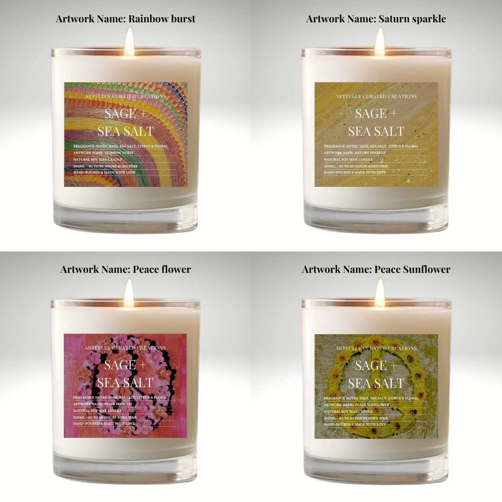 Art Candle Original Clay Artwork Scented Soy Wax in clear glass, Handmade Gift, Wedding Favour, Elegant Home Décor Candle, Luxury Party Bag