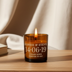 Personalised  Date Amber Glass Vanilla Candle Jar | Wedding & Anniversary Keepsake