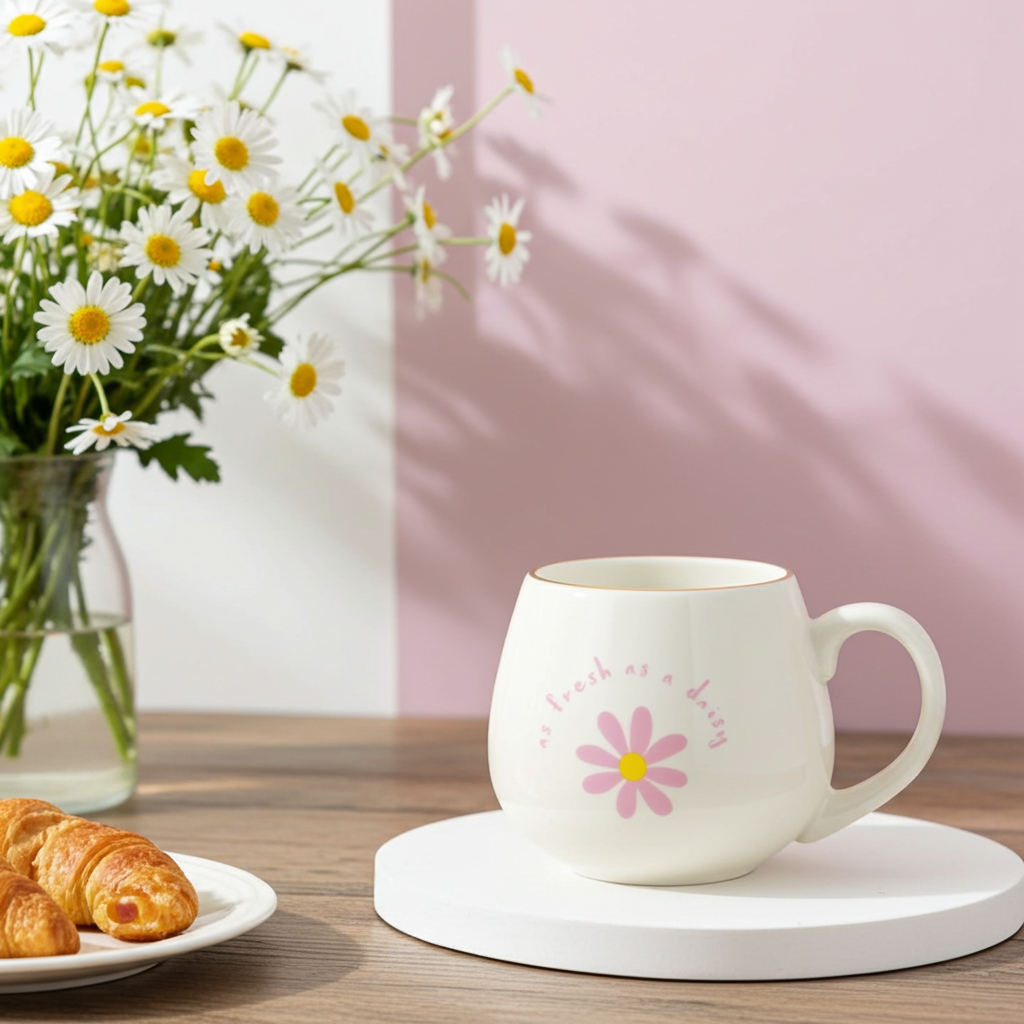 ‘As Fresh as a Daisy’ Mug | 500ml New Bone China Mug | Spring Floral Gift | Mother’s Day & Birthday Present