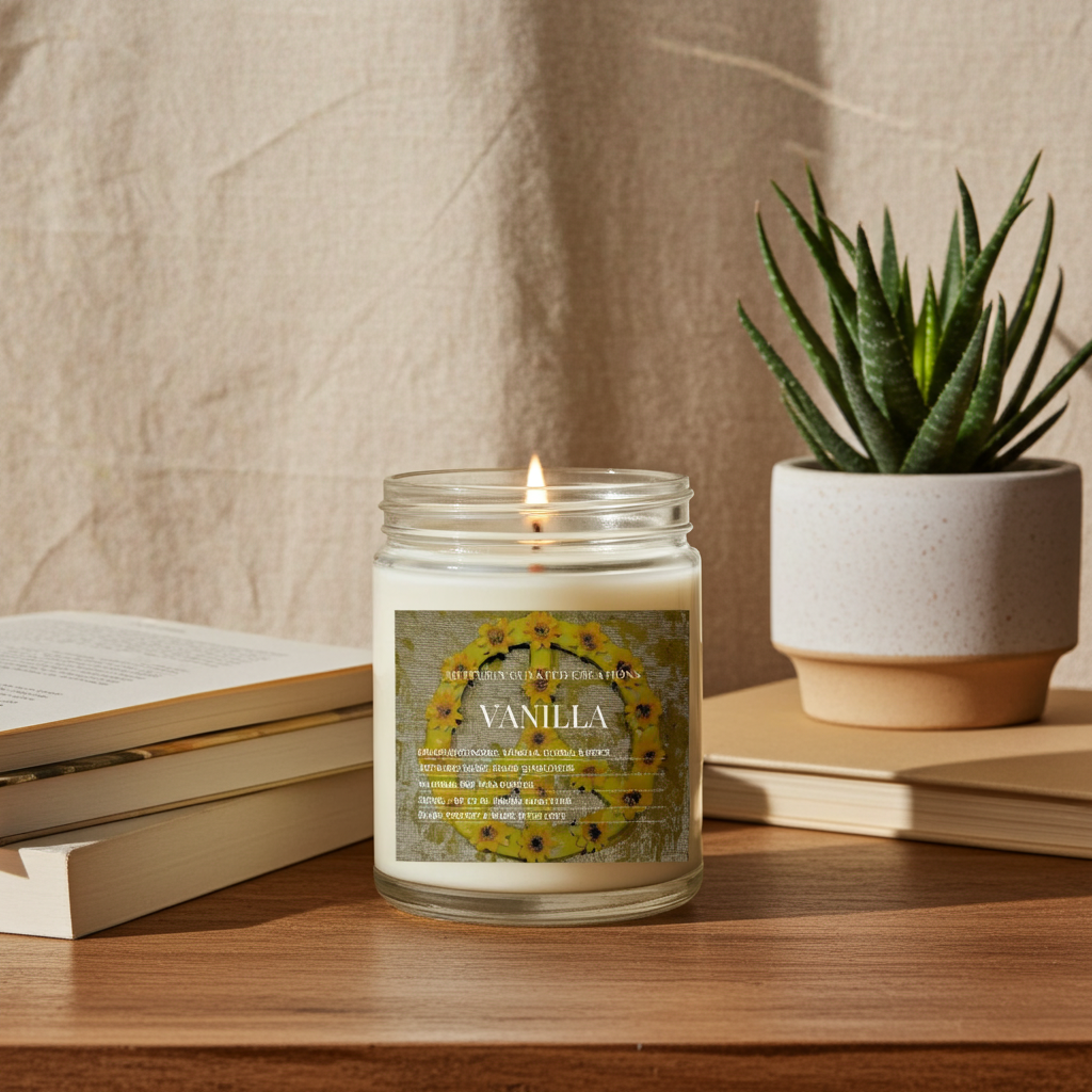 Art Soy Candle in Clear Glass Jar Handmade Scented Candle with Original Clay Artwork, Earthy Fragrance, wedding favour, Minimalist Home Décor - Artfully Curated Creations and identify whats in the image