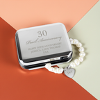 Personalised Pearl Bracelet | Engraved Chrome Gift Box for Anniversaries & Special Occasions