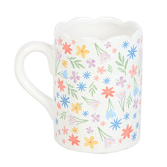 Spring Floral Print Scalloped Mug | Bright And Whimsical