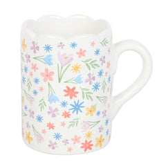 Spring Floral Print Scalloped Mug | Bright And Whimsical
