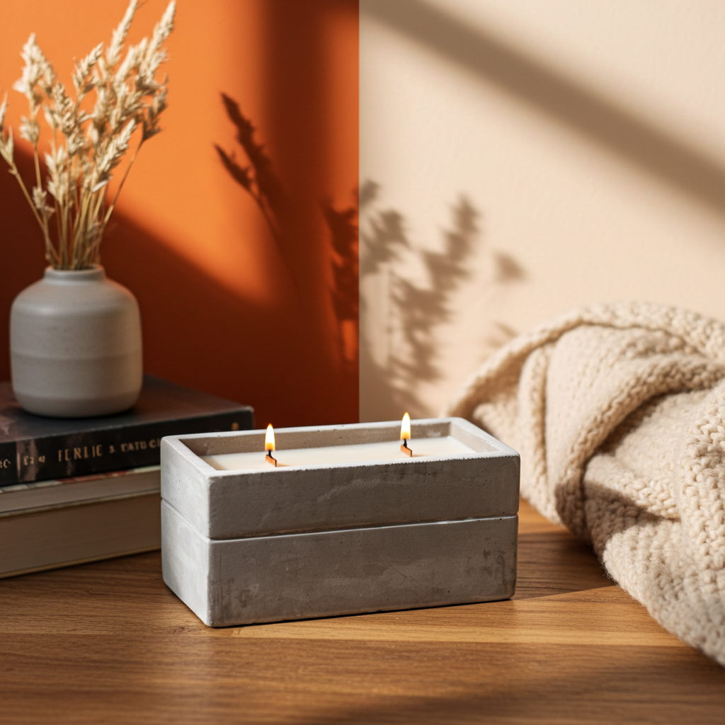 Concrete Wooden Wick Candle - Spiced South Sea Lime