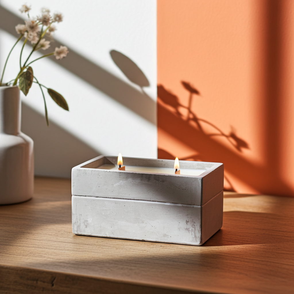 Concrete Wooden Wick Candle - Spiced South Sea Lime