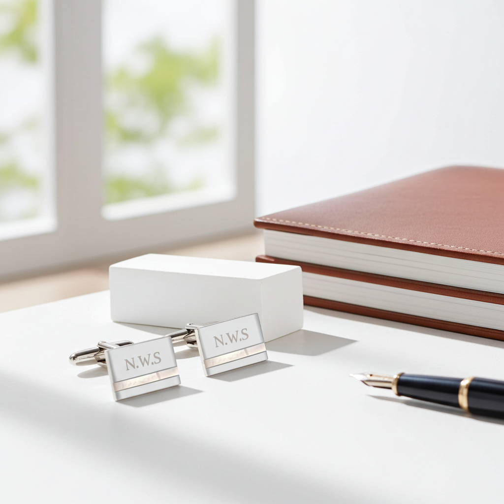 Personalised Mother of Pearl Initial Cufflink | Elegant Gift for Weddings, Birthdays & Father’s Day - Artfully Curated Creations and identify whats in the image