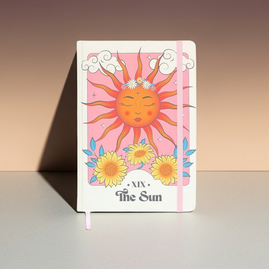 The Sun Celestial A5 Notebook - Artfully Curated Creations and identify whats in the image