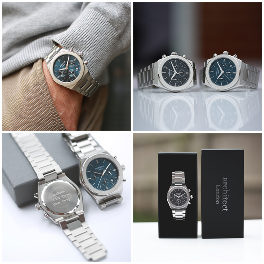 Personalised Men's Orbix Luxury Handcrafted Watch By Architect London | Modern Font Engraving | A Personal Gift